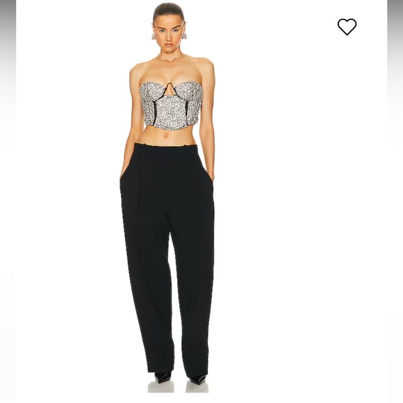 $1995 AREA Crystal Embroidered Bustier Top Black size XS See Measure On Picture - Picture 6 of 15